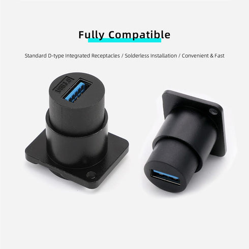 PENGLIN 10PCS USB 3.0 Panel Mount Connector, Female to Female Pass Through Data Connector for Audio Video Transfer