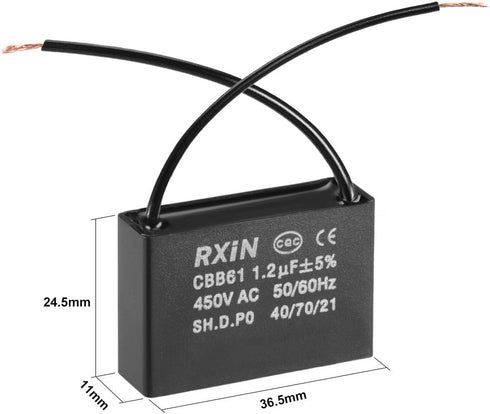 uxcell Ceiling Fan Capacitor CBB61, 1.2uF 450V AC, Pack of 4 for Water Pump Motor