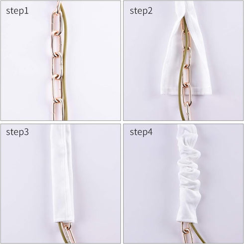 Aory 6 Chandelier Chain Cover Feet,Flannelette White Fabric Cord Cover for Chandelier Wire Decoration and Protector