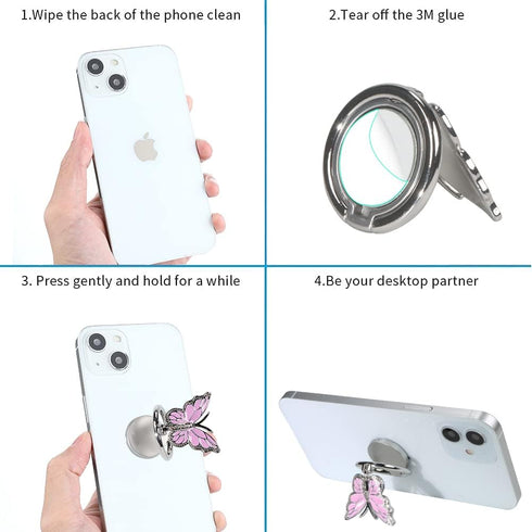 LSL Cute Butterfly Cell Phone Ring Holder 360° Rotation Metal Finger Stand for iPhone Samsung Galaxy