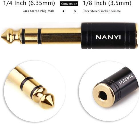 NANYI 1/4'' Male to 1/8'' Female Stereo Headphone Adapter Connect Cable - Upgrade 6.35mm Jack Stereo Socket Male to