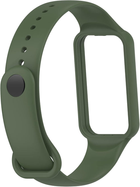 Watch Bands Compatible with Amazfit Band 7, Silicone Replacement Bands with Protector Case
