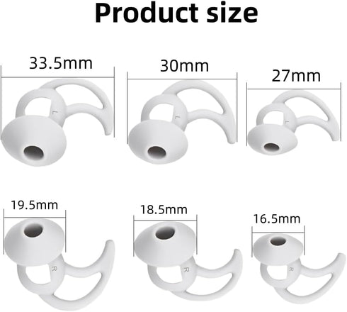Silicone Earbud Tips, Replacement Compatible with Bose QuietComfort I and Sport Earbuds, 3 Pairs