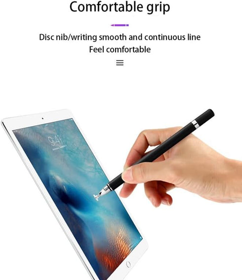 2 in 1 Stylus Pen with Writing Function, High Sensitivity Capacitive Disc Tip, Compatible with iPhone/iPad/Android