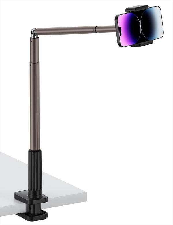 Viozon Phone Holder - Flexible Long Arm Overhead Mount, 360° Adjustable, C Clamp for 3.5"-6.7" Phones, Black