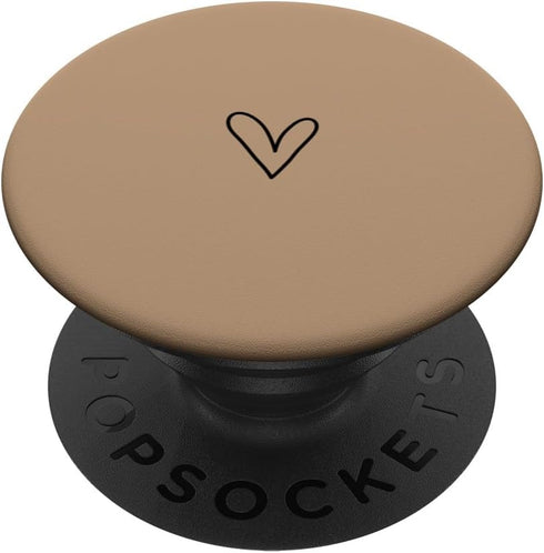 Brown Cute Heart Minimalist Love PopSockets Adhesive PopGrip