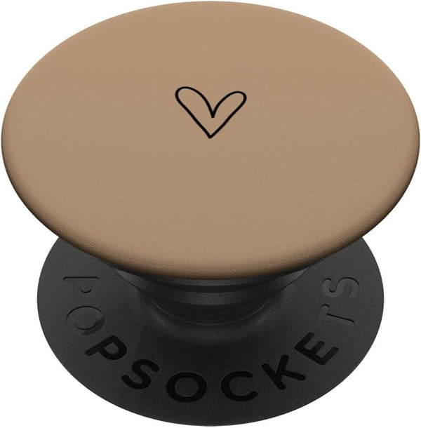 Brown Cute Heart Minimalist Love PopSockets Adhesive PopGrip