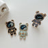 Black Cute Phone Stand Holder, Adjustable Tablet Phone Ring Stand, Astronaut Design with 3D Moving Star Sequins