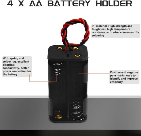 WMYCONGCONG 6 PCS 4 x 1.5V AA Battery Holder Case Box with Black Red Wire Leads