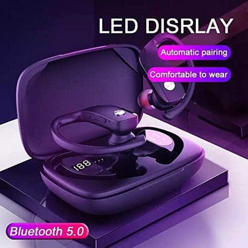 SUNOL T16 Wireless Earbuds with 80hrs Playtime, Wireless Charging Case, Digital Display, LED Display Over-Ear Buds,