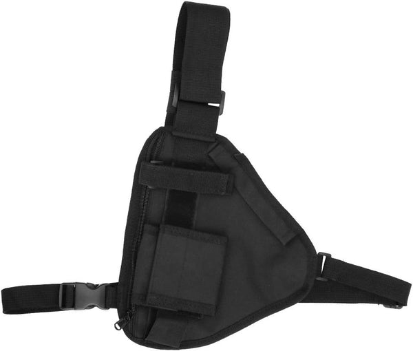 Radio Pouch, Walkie Talkie Portable Vest Chest Bag, Black, Adjustable Strap for Hunting, Sports, 10.2 x 6.69 in