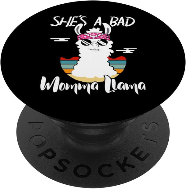 She's a Bad Momma Llama Vintage Mom Gift PopSockets Standard PopGrip