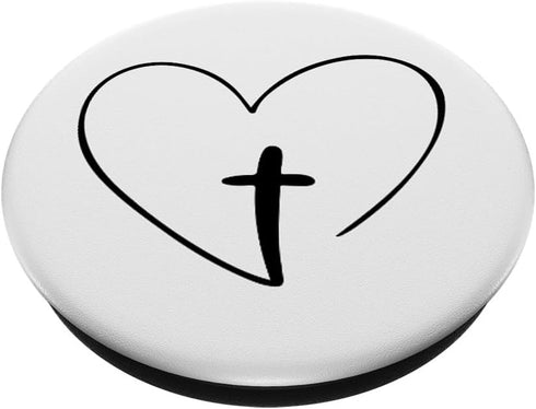 Christian Inspirational Pop Socket - Jesus Cross And Heart PopSockets Standard PopGrip