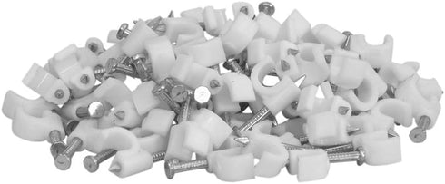 100 Pack White Ethernet / RG59 / 6mm Nail in Cable Clips