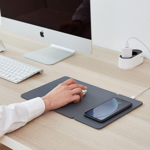 POUT H3 Split Wireless Charging Mouse Pad, Fast Qi Wireless Charger Magnetically Attaches to Mousepad Mat, Compatible
