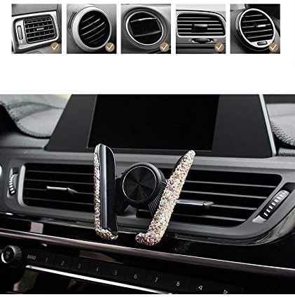 Best Bling Rhinestone Crystal Mini Car Dash Air Vent Phone Holder - Automatic Adjustable (Silver)