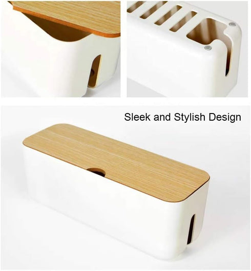 Cable Management Box, Power Strip Organizer to Hide and Conceal Cords from TVs, Computers, and Desks
