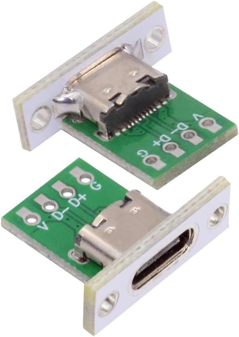NFHK DIY OEM 5pcs/Set Type C Female Socket Connector Panel Mount with PC Board 24pin USB 2.0