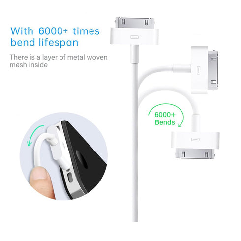Cable Compatible with Charger for iPhone 4/4S/3G/3GS, Old iPad 1 2 3, iPod Touch 4 3 2 1 Nano, iPod Classic (3.3 Feet,