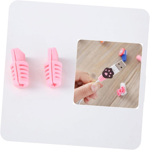 OSALADI 10 Pcs S Charger Cable Protector Cute Charger Cover Protector Mobile Cord Protector for Phone Charger Cable Ends Savers Bank Cable Saver Mobile Phone Charger USB Cable Protector Pink