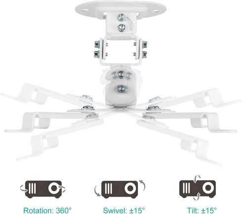 WALI Projector Ceiling Mount, Universal Low Profile with Retractable Arms and Multiple Adjustment Function (PM-002-W),