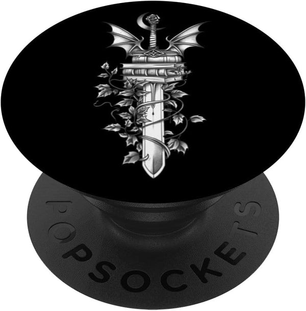 Romantasy Reader Book Lover Sword Dragon Fantasy Book PopSockets Standard PopGrip