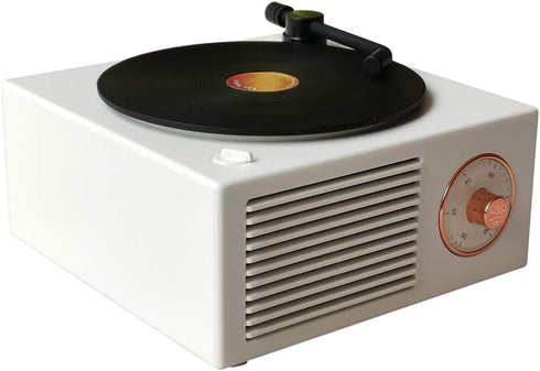 Vinyl Record Player Style Bluetooth Speaker, Classic White Look, Gift for Girls, Bass Enhancement Loud Volume by Wetocke