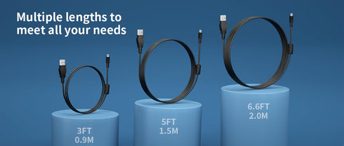 USB-A to Mini 8Pin USB 2.0 Fast Charging Cable, 3 Feet with Silver-Plated Plugs and Anti-Jamming Ferrite Ring