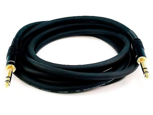 1/4-Inch 25 16AWG, Monoprice TRS Male to Male Cable - Feet - Black, Gold Plated - Premier Series