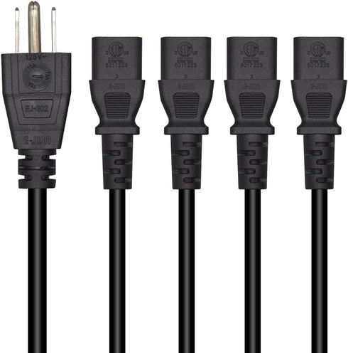 Toptekits 5-15P 4X C13 4 3 C13 Split(6ft/2m, 5-15P 4XC13) Computer Monitor Power Cord Splitter, NEMA to Y-Cable, Power