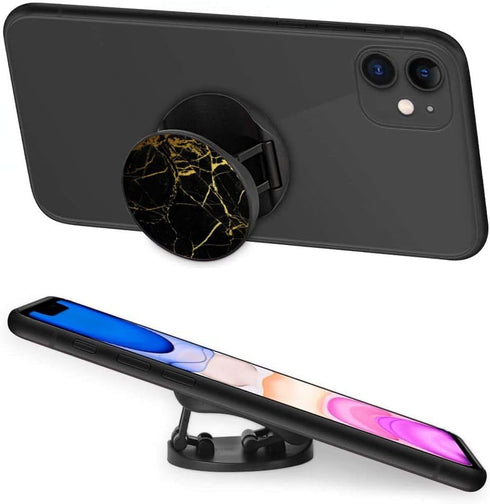 4 Pack Phone Grip - Cell Phone Holder for Smartphone, Finger Expanding Kickstand Stand - Luxury Black Rose Gold Marble