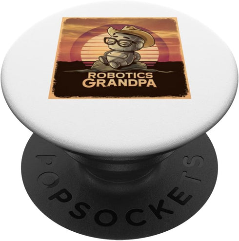 Vintage Sunset Cute Robot Stem Tee for Robotics Grandpa