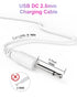 Bicmice 2.5mm USB DC Charging Cable - 2.7Ft Replacement for Massager, 2 Pack (White)