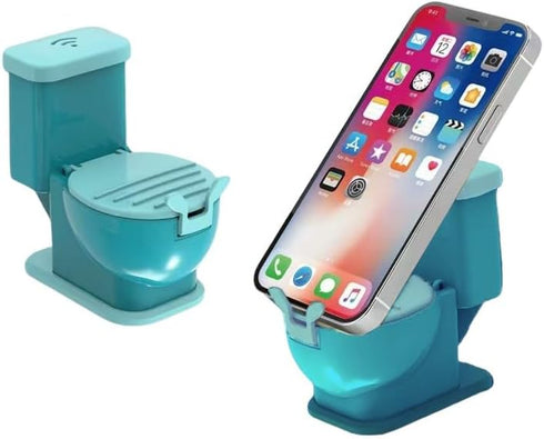 Novelty Toilet Shaped Cellphone Holder, Funny Phone Stand, Peacock Blue Stupid Gifts, Hilarious Cellphone Stand