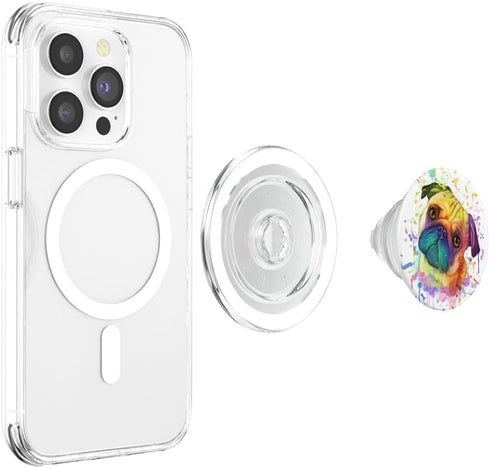 PopSockets MagSafe PopGrip for iPhone - Splash Art Pug Cute Mops Dog Lover Gift