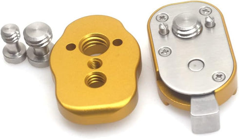 Mini Quick Release Plate System for Camera Monitors, Arms, Accessories, Microphones, Key Lights with 3/8 screws (Gold)
