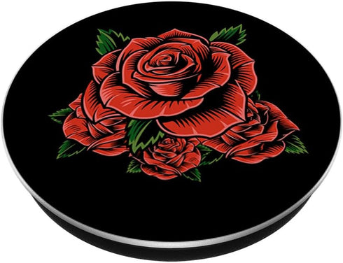 Floral Pattern Women Girls Gift Flower Vintage Red Rose PopSockets Standard PopGrip
