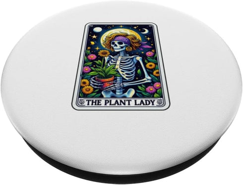 Funny Plant Lady Tarot Vintage Skeleton Floral Moon PopSockets Standard PopGrip
