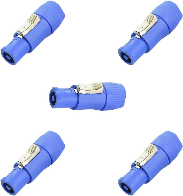 Toronce 3 PIN AC Powercon Connector Male Plug, 20A/250V for Stage Light, Blue Connector (5 Pcs)