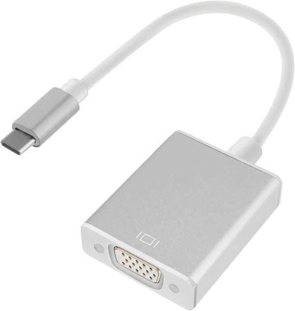USB C to VGA Adapter for Monitor, Type-C to VGA Cable, Compatible with MacBook Pro, Air, iPad Pro, Projector (Silver,