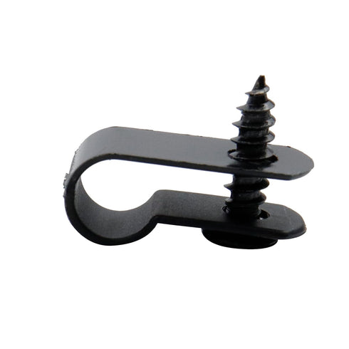 Antrader Nylon Plastic R-Type Black Cable Clamps, 200Pcs Nylon Screw Mounting Fastener Clips with 200pcs Screws for 1/4