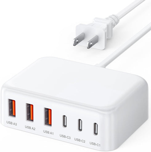 USB C Charger Block, 100W GaN 6 Port PD USB C and QC USB A Wall Charger Adapter, Super Fast Charging Station Hub for