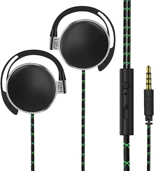Clip Type Earphones,Portable Stereophone Headphones,with Microphone and Call Controller Stereo Earphones,Suitable for Compatible with 3.5mm iPhone, Android Mobile Phone Black