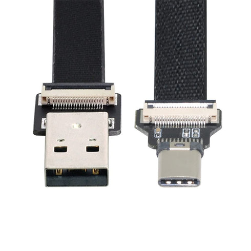 xiwai 1.0M USB 2.0 Type-A Male to USB-C Type-C Male Data Flat Slim FPC Cable for FPV, Disk, and Phone