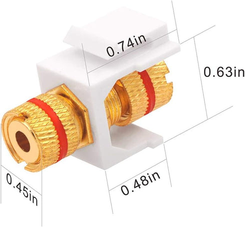 VCE Banana Jack Binding Post Keystone Jack Insert with Black & Red Rings, Screw Type Audio Speaker Keystone (3 Pairs)