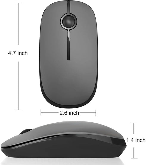 VssoPlor Wireless Mouse, 2.4G Slim Portable Mice with Nano Receiver for Notebook, PC, Laptop (Black and Gray)