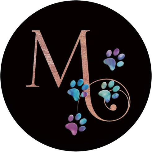 Pink Monogram Letter M Cat Dog Rainbow Paw PopSockets Adhesive PopGrip