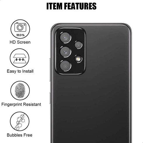 (3+3) For Samsung Galaxy A53 5G, 3 Pack Tempered Glass Screen Protector + 3 Pack Camera Lens Protector