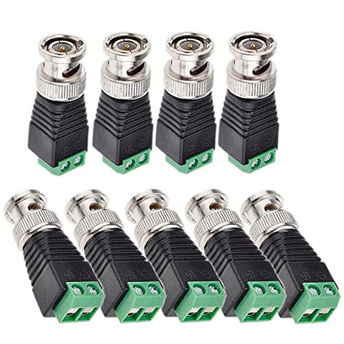 BNC Male Balun Connector, 28 Pcs Coaxial Cat5 to BNC Male Connector and BNC to 2 Screw Camera Terminal Adapter
