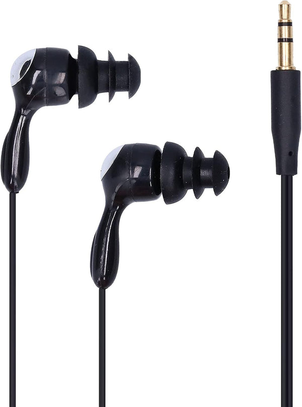 PUSOKEI Short Cord Waterproof Headphone, IP68 Waterproof Earplugs Suitable for Swimming, Surfing, Running (Black)